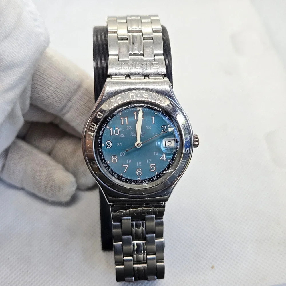 Swatch Irony AG 1993 Happy Joe Blue Dial Stainless Steel Swiss Wristwatch Servic